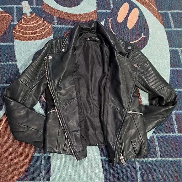 🌈ZARA 100% GENUINE LEATHER JACKET-XS - Picture 2 of 7
